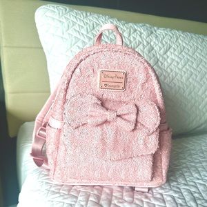 BRAND NEW— NEVER USED! Cotton candy pink, sequin Loungefly DISNEY backpack!